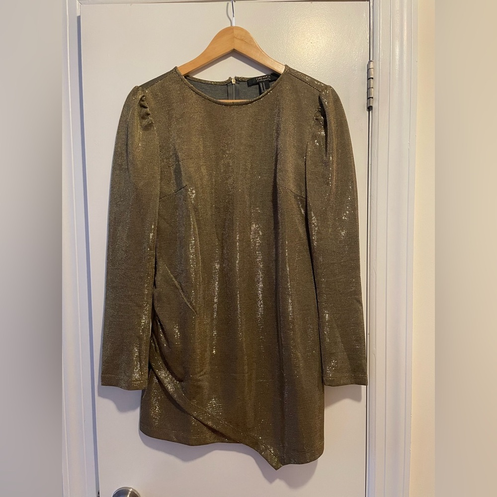 Forever 21 Shimmering Gold Long Sleeve Dress